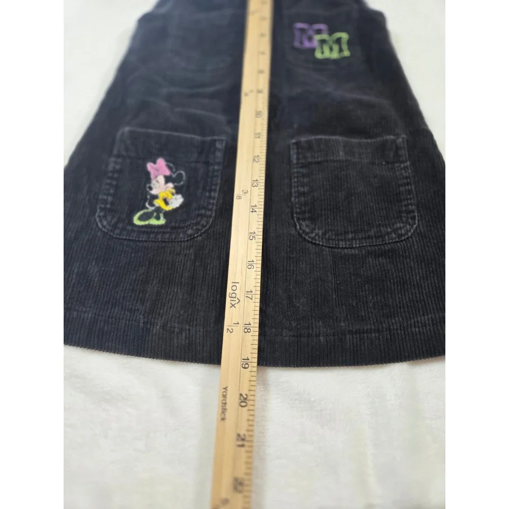 Disney Minnie Mouse Black‎ Corduroy Jumper Dress Girls Size 4 Vintage  Zip